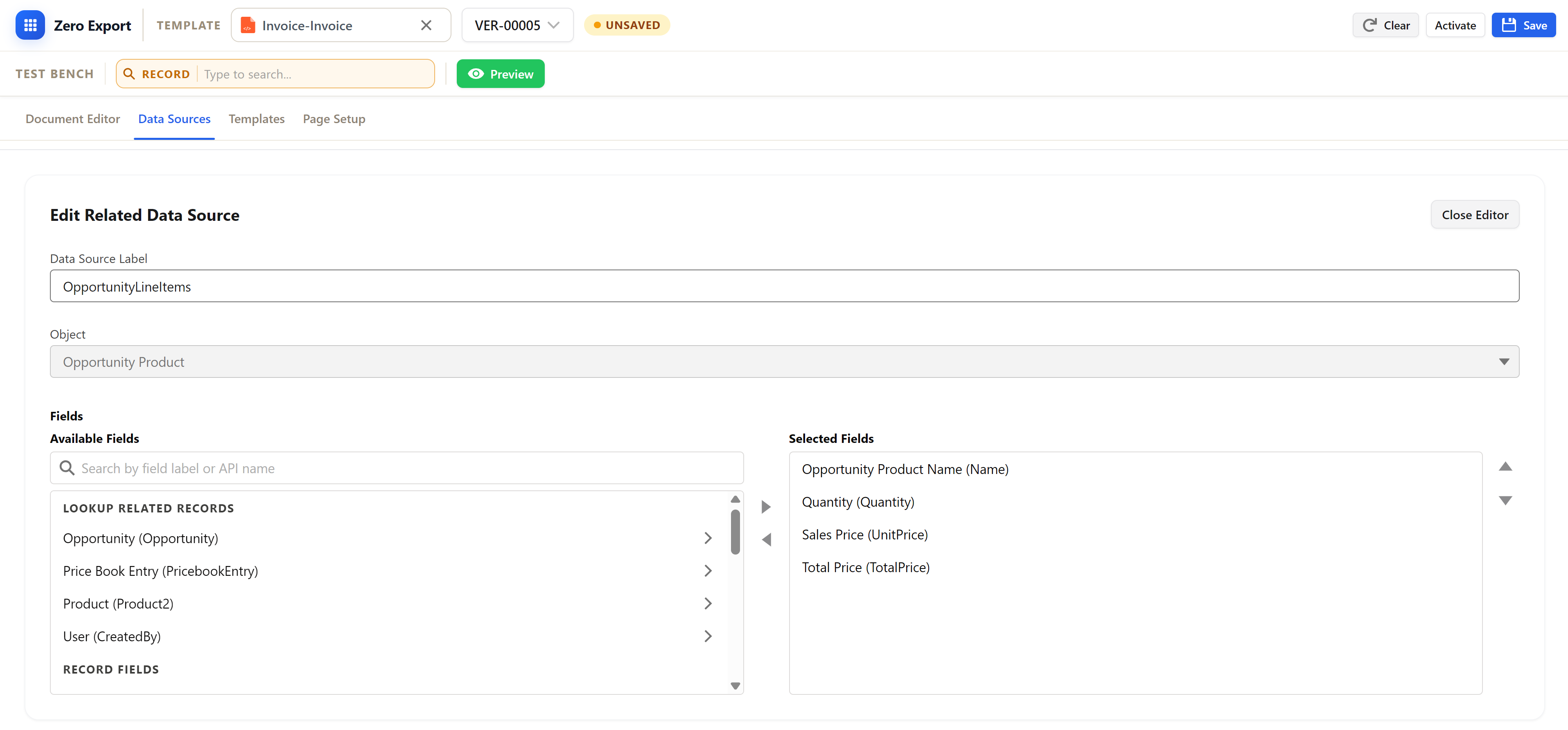 Select opportunity line item fields